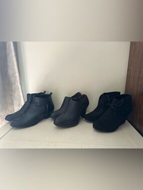 Classic Black Leather Ankle Booties Lot - Size 8.5